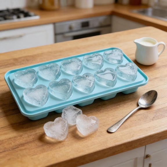 Guczhu 10 Cavity Heart Silicone Mold, DIY Baking Mold for Cookies, Cakes, Chocolate, Soap, Candy, Easy Release, Flexible, Non-Stick, Baking Tray, Valentine's Day, Sky Blue