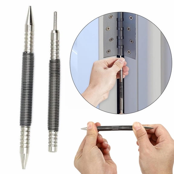 Guczhu 2 Piece Spring Nail Set and Hinge Pin Punch Set, Hammerless 1/32" & 1/16" Door Pin Removal Tool with 5000 Striking Force, 7.7 x 3 x 0.4 in
