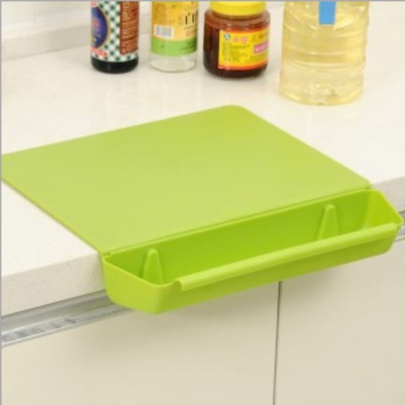 Guczhu 2-in-1 Cutting Board with Removable Waste Container, Non-Slip Bamboo Chopping Board with Compartment for Veggie Scraps, Kitchen Meal Prep Deck, Green