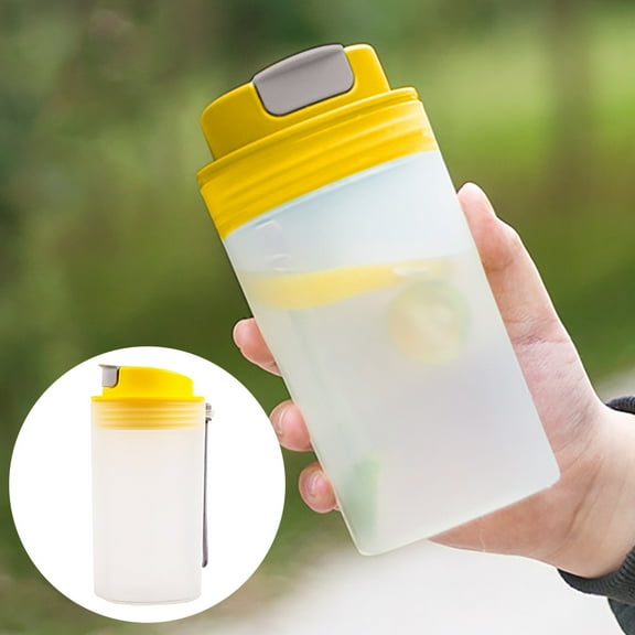 Guczhu 350ML Single Layer Plastic Shaker Cup, Protein Powder and Milkshake Cup for Sports Fitness, Yellow, 5.9 x 2.8 in