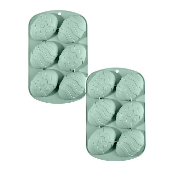 Guczhu DIY Baking Silicone Utensils, Cake Cookie Dessert Decorating Tools, Colorful Dinosaur Egg Silicone Baking Set, 2pcs, B