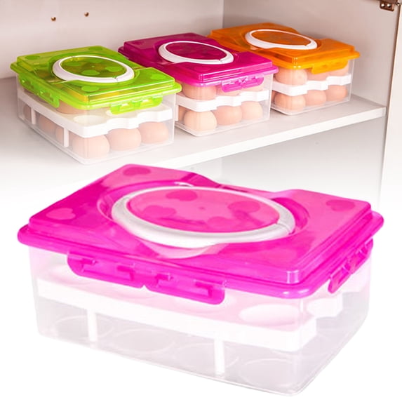 Guczhu Double-Layer 24-Cell Egg Storage Container, Egg Holder, Deviled Egg Organizer, High-Capacity Sealed Storage Box, Suitable for Home Use, Red