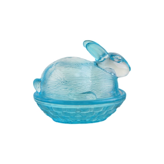 Shiogb Easter Candy Dish Colorful Bunny Glass Candy Jar With Lid, Bunny Cookie Sugar Storage Bowl, Decorative Glass Dish for Spring Easter Table