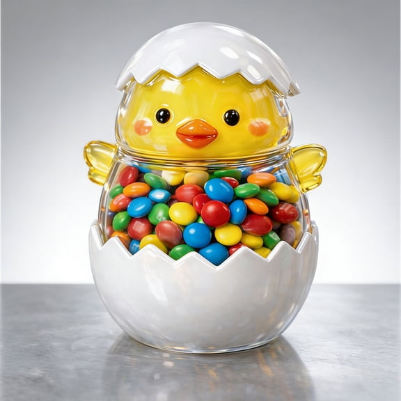 Guczhu Easter Themed Candy Jar, Glass Storage Jar with Lid, Decorative Canister for Candy Cookies and Snacks for Spring Holiday, B
