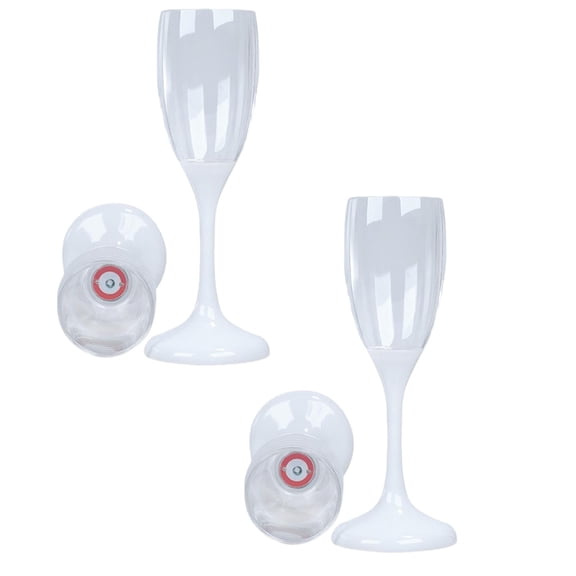 Guczhu LED Light Up Cups, Set of 2 Glow in the Dark Plastic Champagne Flutes, Colorful Glowing Drinking Glasses for Birthday, Christmas, Party, Wedding, B