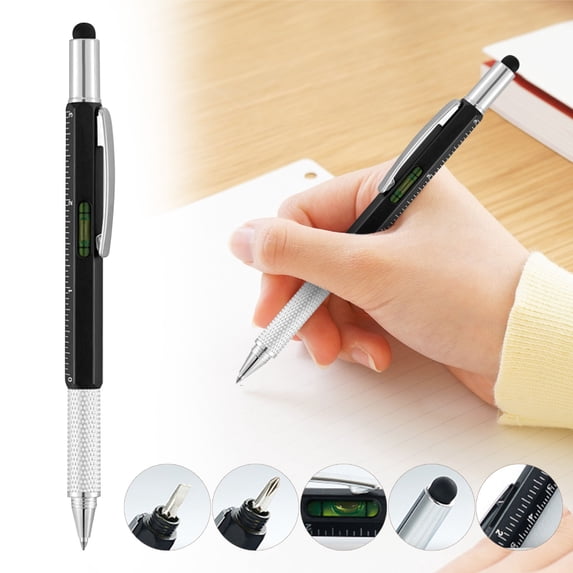 Guczhu Multi Tool Pen,Pen Multitool,Tool Pen, Multitool Pen with Ruler and Screwdriver, Stocking Stuffer Gadget for Men, Dad, Teachers, Cool Ballpoint Pen Gift, Black