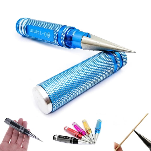 Guczhu Multipurpose Manual Hole Punch, Metal 14mm Hole Puncher Tool, Handheld Drill Tool for Woodworking, Leather, Paper, DIY Crafts, Toolbox, Home Improvement, Blue