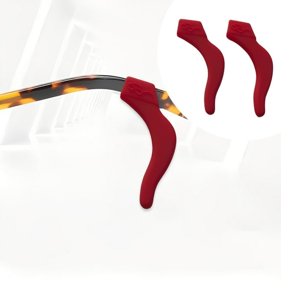 Guczhu Non Slip Glasses Grips Retainer Anti Slip Ear Grips Hook, Non-Slip Eyeglass Retainer Straps, Silicone Ear Grips for Glasses, Anti-Drop Hook for Sports and Reading, Red