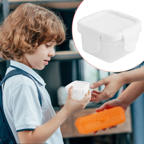 Guczhu Plastic Storage Containers with Lids, Small Airtight Food Containers, Square School Lunch Boxes For, Reusable Leftover Containers for Kitchen, White