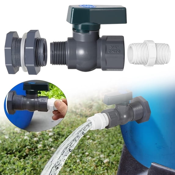 Guczhu Rain Barrel Diverter Kit with 3/4 Inch Pvc Fittings, Hose Faucet Adapter for Rainwater Harvesting System
