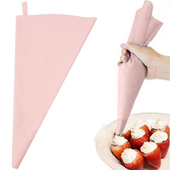 Guczhu Reusable Silicone Piping Bags for Baking, Set of Three Colors, Frosting and Cookie Decorating Bag with Tips, Light Pink