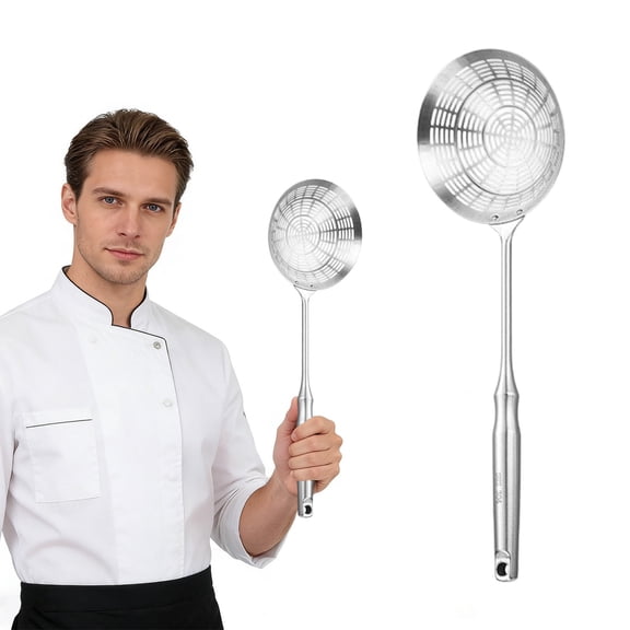 Guczhu Stainless Steel Spider Strainer Scoop, Deep Wok Slotted Spoon Mesh Strainer for Frying Fryer Pasta and Soup, 40*13.3