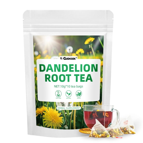 Gudcoix Dandelion Root Herbal Tea Natural Detox Wellness Tea Bags, Vegan Non-GMO, 10 Tea Bags
