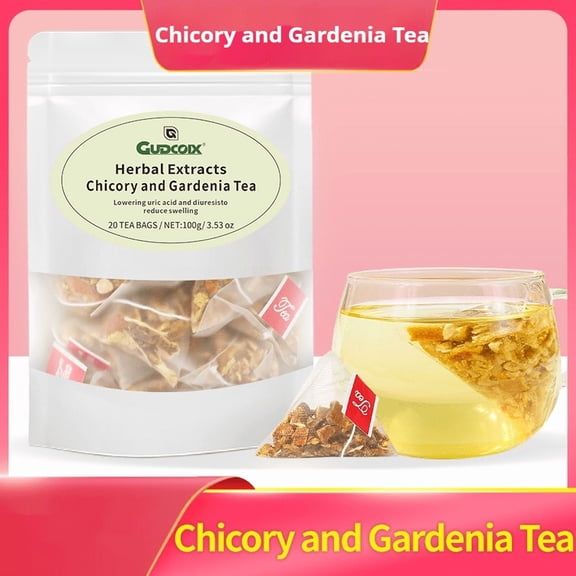 Gudcoix Herbal Detox Tea Bags for Daily Cleanse, Caffeine Free, Chicory & Gardenia Blend, 20 Tea Bags