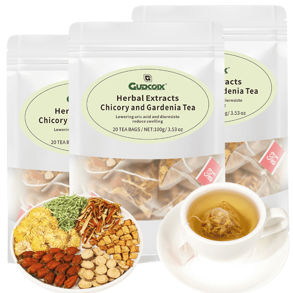 Gudcoix Herbal Detox Tea Bags for Daily Cleanse, Caffeine Free, Chicory & Gardenia Blend, 20 Tea Bags