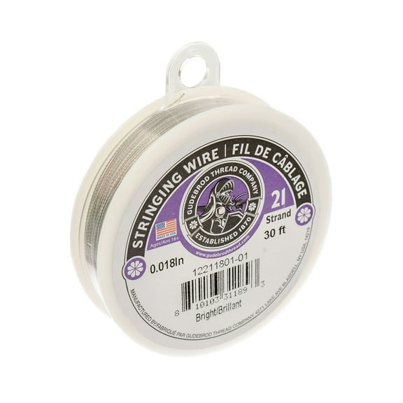 Gudebrod 0.018" 21 Strand Bright Stainless Steel Wire, 30ft.