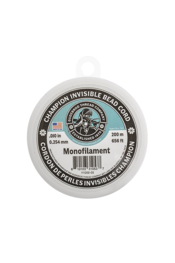 Gudebrod Champion 200m (656ft) 0.25mm Invisible Monofilament Clear Beading Cord