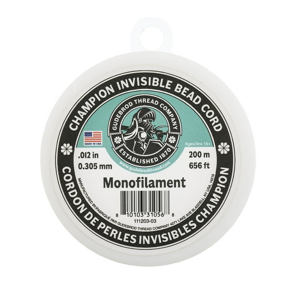 Gudebrod Champion 200m (656ft) 0.3mm Invisible Monofilament Clear Beading Cord