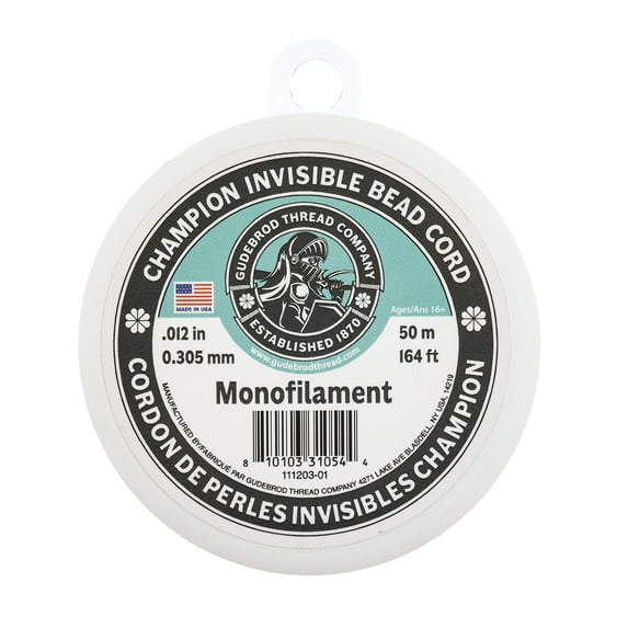 Gudebrod Champion 50m (164ft) 0.3mm Invisible Monofilament Clear Beading Cord