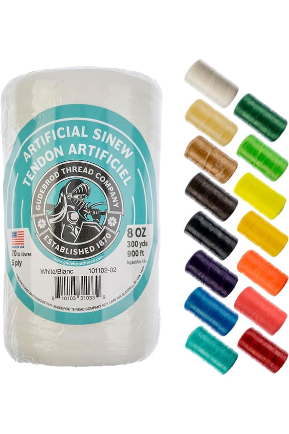 Sinew 300 Yards (900 ft) White Artificial Sinew Thread, 8oz 70lb