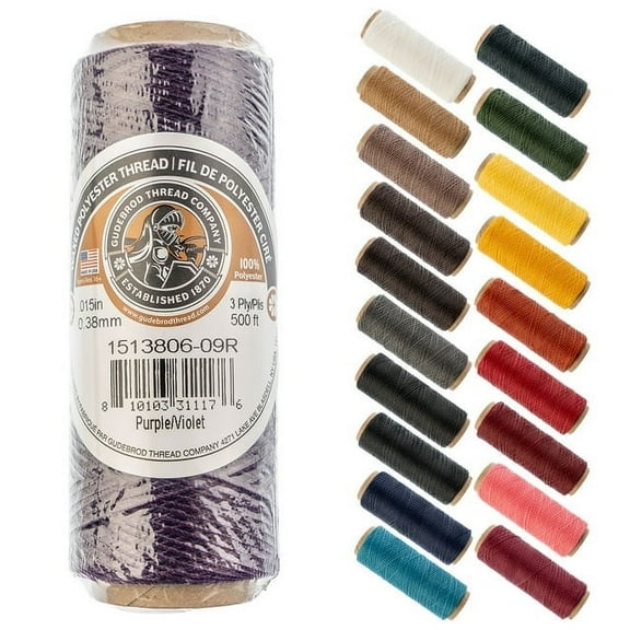 Gudebrod Waxed Thread 3ply 500ft Purple | Made In USA