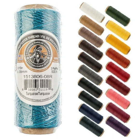 Gudebrod Waxed Thread 3ply 500ft Turquoise | Made In USA