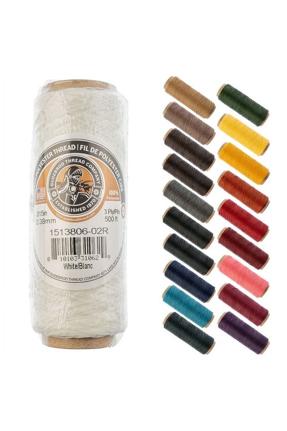 Gudebrod Waxed Thread 3ply 500ft White | Made In USA
