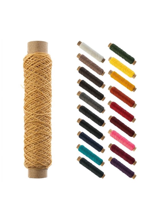 Gudebrod Waxed Thread Bobbin 25 Yards (75 ft) Natural | Made in USA
