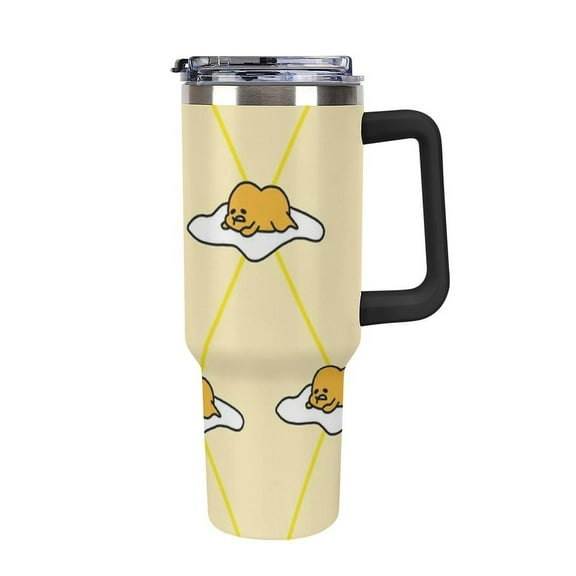 Gudetama 40 Oz Tumbler with Handle And Straw, Vacuum Insulated Stainless Steel Double Wall Water Bottle Travel Coffee Mug, Gifts for Women Boys Girls