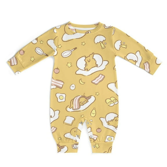 Gudetama Baby Footless Rompers, Long Sleeve Baby Onesie Jumpsuit for Boys Girls
