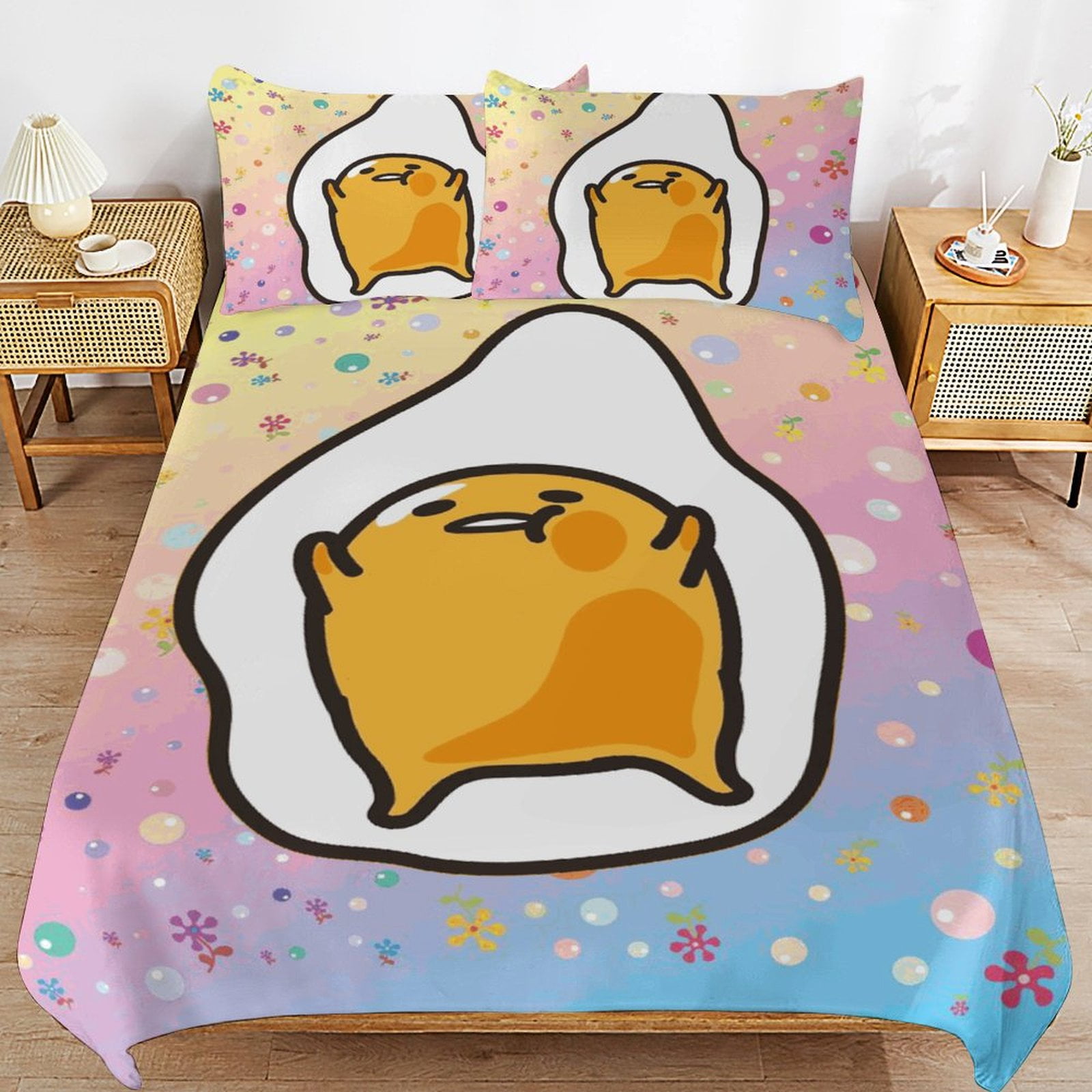 Gudetama Bed Duvet Cover Microfiber Bedding Sets 3D Printed Lightweight ...