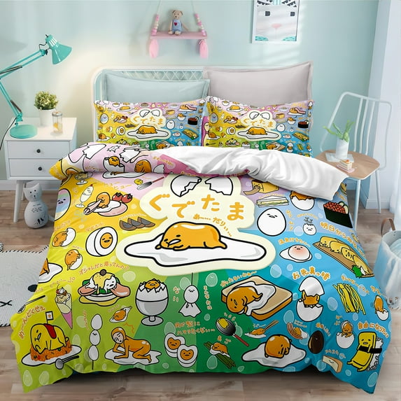Gudetama Bedding Comfort Cover Set for Girls and boys, Soft, Breathable, Fade Resistant 3 Piece- includes 1 Gudetama Comfort Cover and 2 Pillowcase