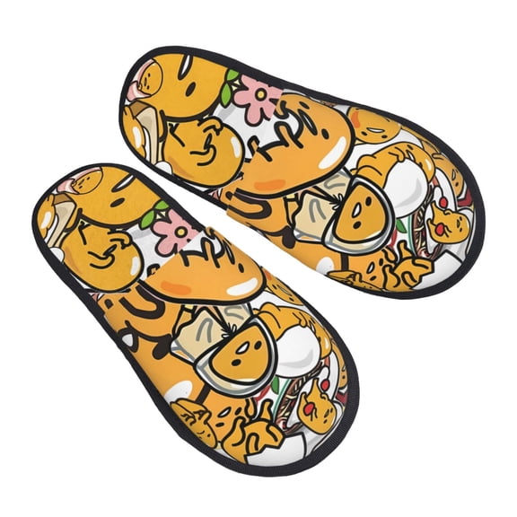 Gudetama Furry Slippers For Men Women Fuzzy House Slippers Winter Anti-Slip Indoor And Outdoor Slip On Shoes Medium