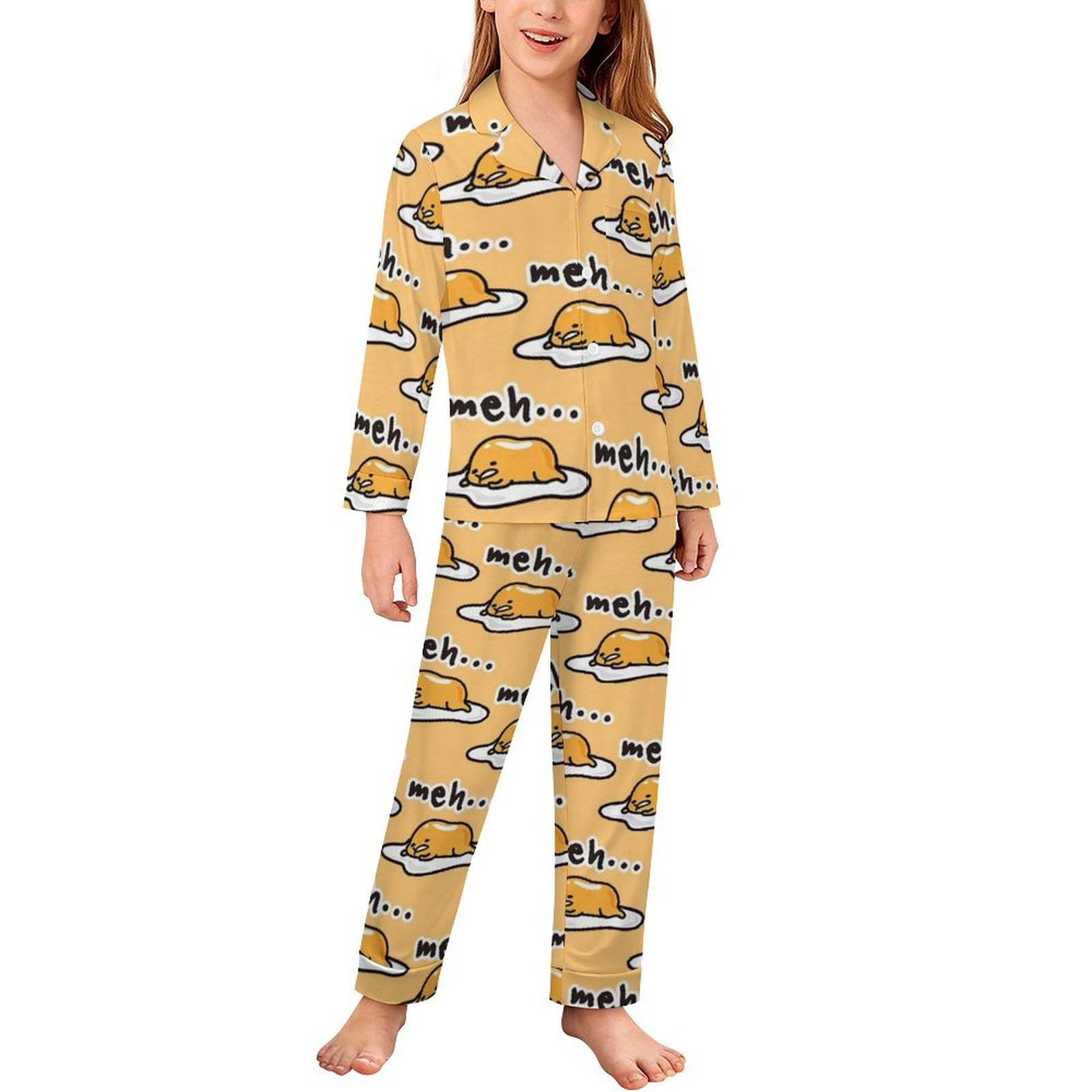 Gudetama Girls Long Sleeve Top And Pants 2 Piece Pajama Set 130CM