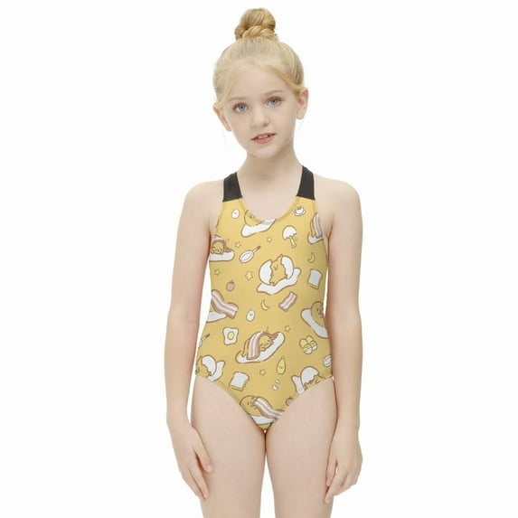Gudetama Girls One Piece Swimsuits Hawaiian Summer Swimwear Beach Bathing Suit Outfits