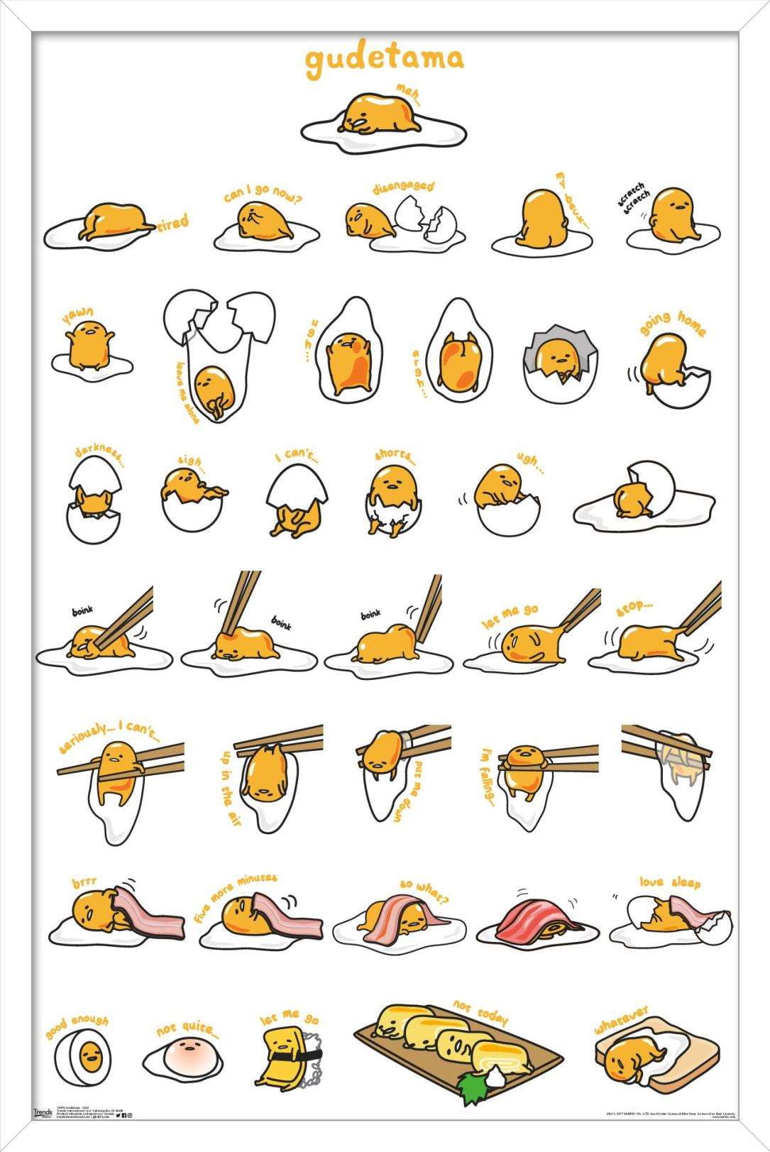 Gudetama - Grid Wall Poster, 14.725" x 22.375", Framed