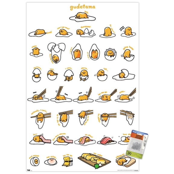 Gudetama - Grid Wall Poster with Push Pins, 22.375" x 34"