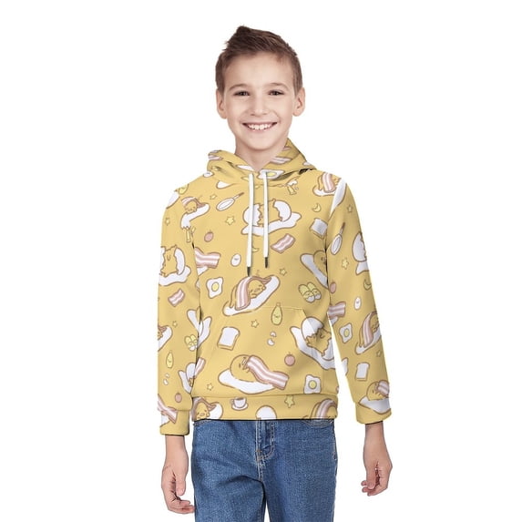 Gudetama Hoodie 3D Print Pullover Hooded Long Sleeve Sweatshirts Tops Blouse with Pocket for Boys Girls XL