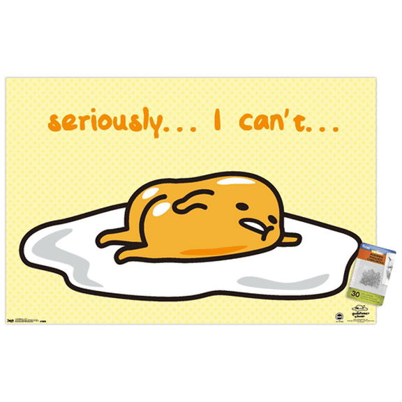 Gudetama - I Can't Wall Poster with Push Pins, 22.375" x 34"
