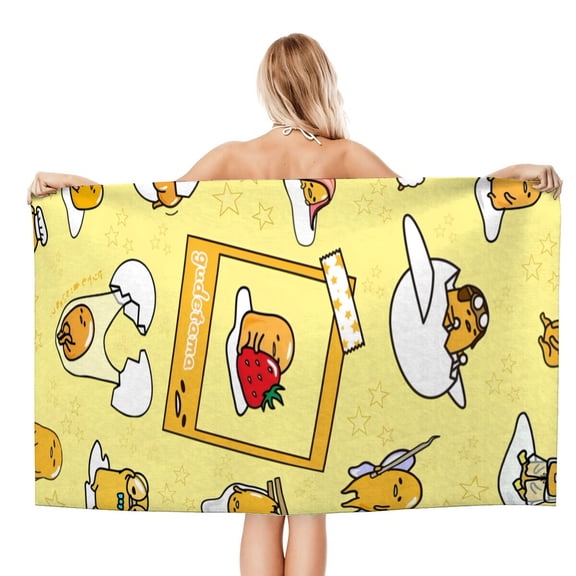 Gudetama Lazy Egg Beach Quick Drying Towel, soft, quick-drying, sand-free, ideal for relaxing or workout at the beach.size 30.7x59in (78x150cm)