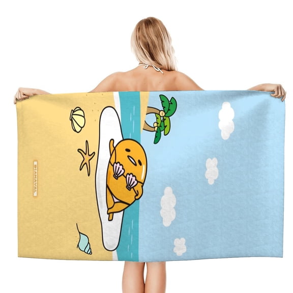 Gudetama Lazy Egg Beach Quick Drying Towel, soft, quick-drying, sand-resistant, designed for beach lovers and travelers alike.size 30.7x59in (78x150cm)
