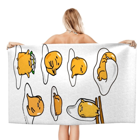 Gudetama Lazy Egg Beach Quick Drying Towel, vibrant, lightweight, quick-drying, and sand-resistant for seamless outdoor fun.size 30.7x59in (78x150cm)