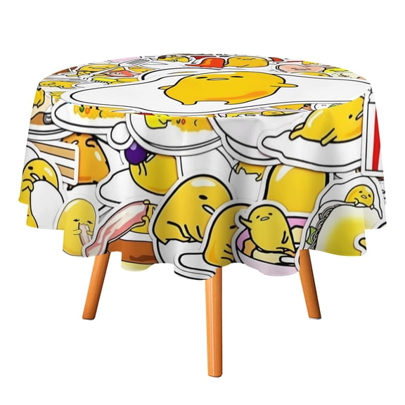 Gudetama Lazy Egg-Theme Round tablecloth has an iconic print, fits most tables, and is easy to care for perfect gifts for fans friends and family.diameter60''(152cm)