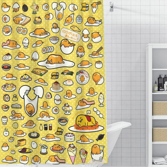 Gudetama Lazy Egg-theme Bathroom Shower Curtain Home Decor,Bath Curtains Durable Waterproof Bath Curtain , Adluts Girls Boys Bathroom Decor House Gifts 52x71inch130cmX180cm