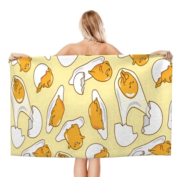 Gudetama Lazy Egg-theme Gifts Quick-dry Beach Towel for Women Girl Birthday Inspired Fan Bath Outdoor Music Lover 31"*63"(78cm*160cm)