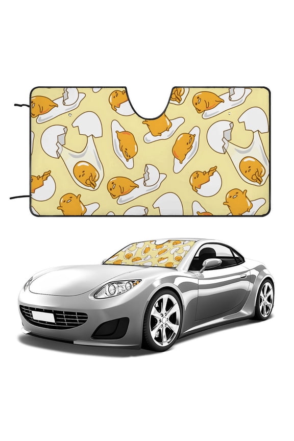 Gudetama Lazy Egg-theme Windshield Sun Shade Front Protector Folding Car Sun Visor Blocks Uv Rays Keeps Your Vehicle Cool56in*30in(140cm*76cm)