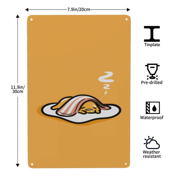 Gudetama Lazy Egg-themed Tin Painting tin artwork, 812 in (2030 cm), crisp HD output, a stylish 2026 model that makes the space more charming.