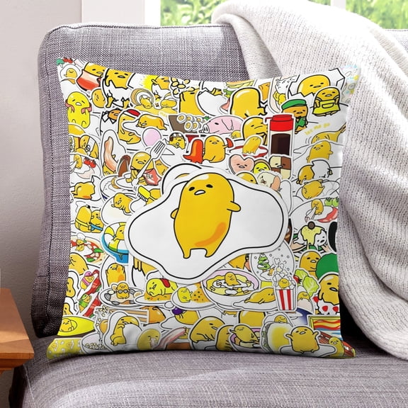 Gudetama Lazy Egg-themed plush velvet Pillow Cover Case Gifts Pillowcase Home Decorative Throw Cushion Birthday Present Fans Lover18"*18"(45cm*45cm)