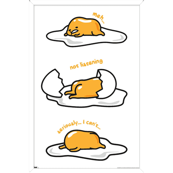 Gudetama - Not Listening Wall Poster, 14.725" x 22.375" Framed