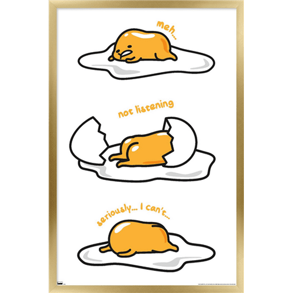 Gudetama - Not Listening Wall Poster, 14.725" x 22.375" Framed